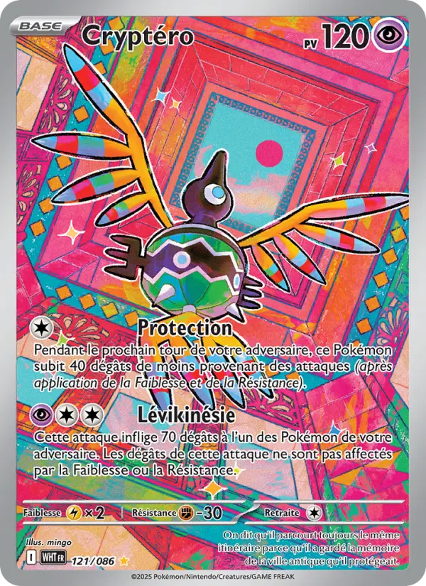 Scan HD carte Pokémon Cryptéro 121/86 — Flamme Blanche