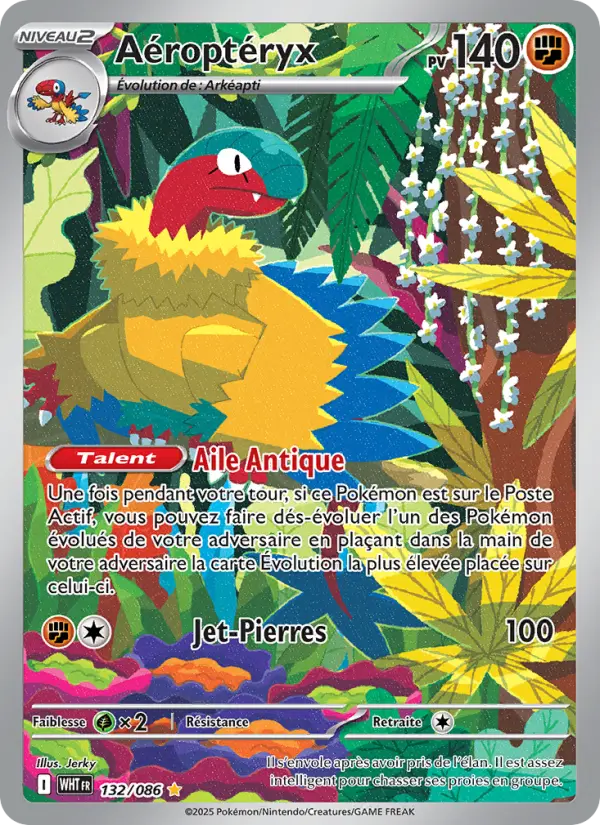 Scan HD carte Pokémon Aéroptéryx 132/86 — Flamme Blanche