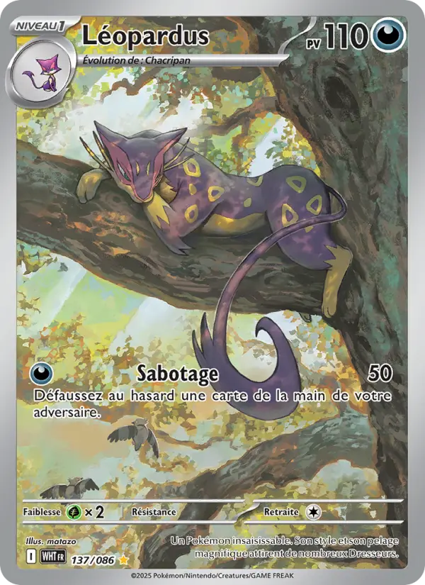 Scan HD carte Pokémon Léopardus 137/86 — Flamme Blanche