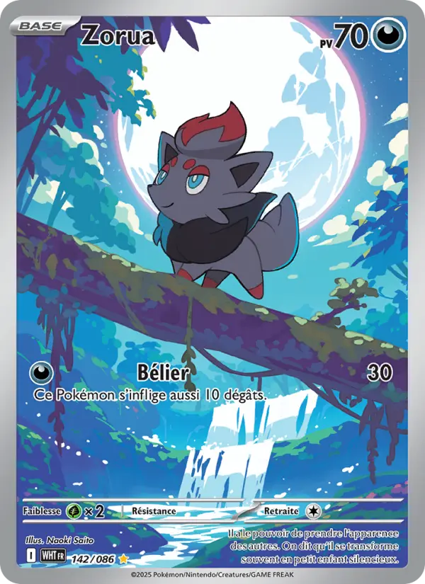Scan HD carte Pokémon Zorua 142/86 — Flamme Blanche