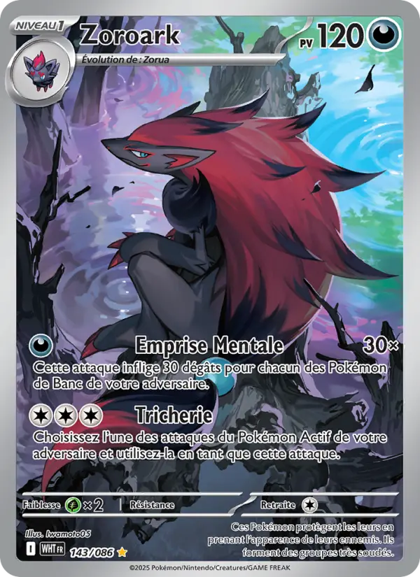 Scan HD carte Pokémon Zoroark 143/86 — Flamme Blanche