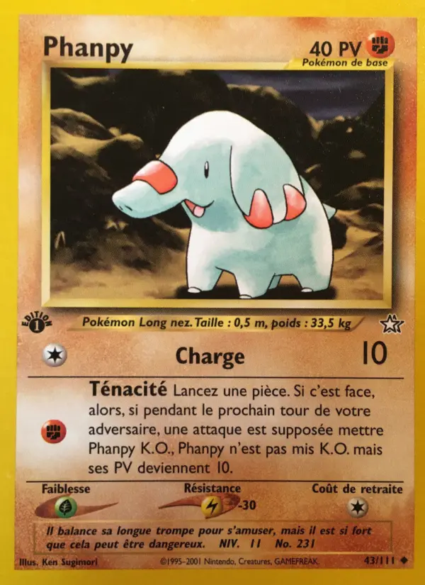 Scan HD carte Pokémon Phanpy 43/111 — Neo Genesis