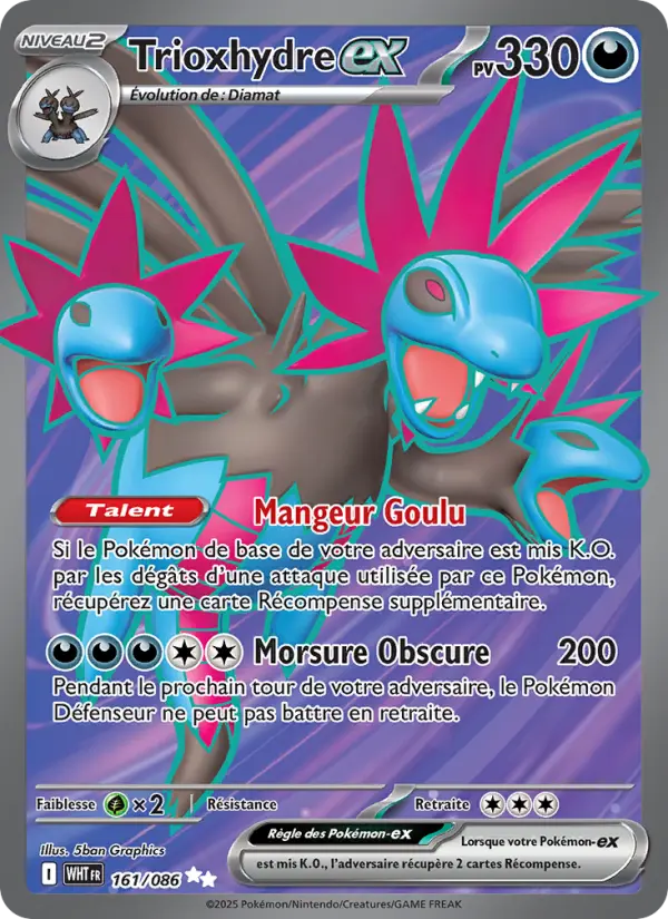 Scan HD carte Pokémon Trioxhydre-ex 161/86 — Flamme Blanche