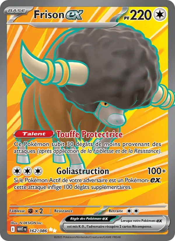 Scan HD carte Pokémon Frison-ex 162/86 — Flamme Blanche