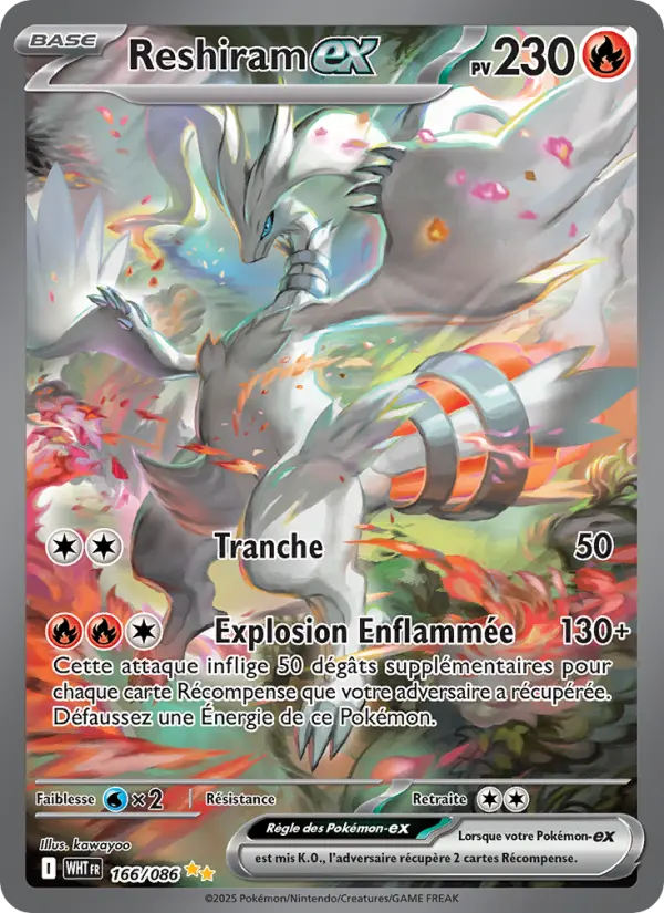 Scan HD carte Pokémon Reshiram-ex 166/86 — Flamme Blanche