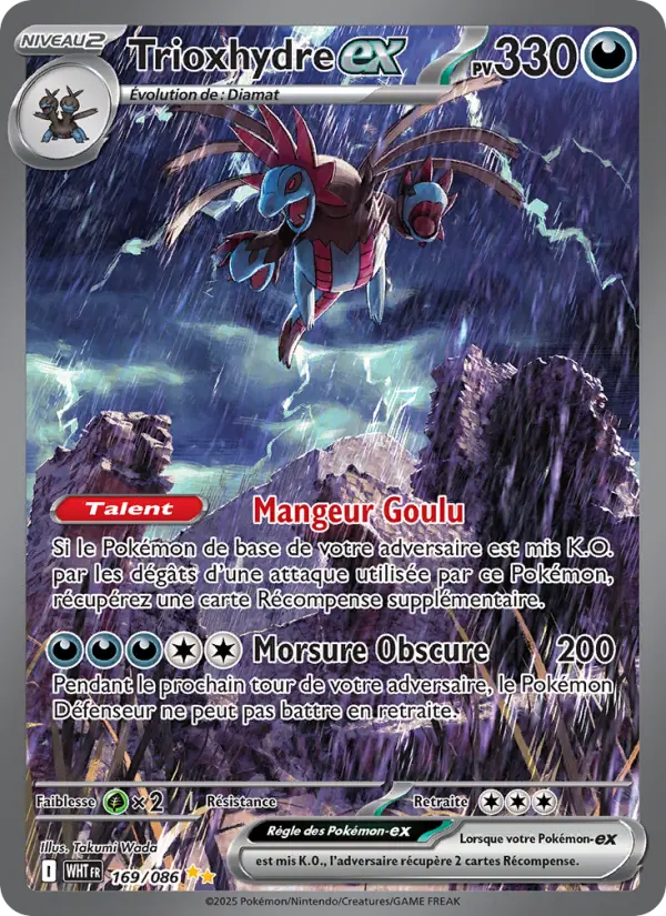 Scan HD carte Pokémon Trioxhydre-ex 169/86 — Flamme Blanche