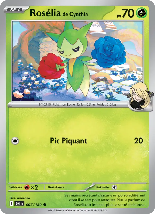 Scan HD carte Pokémon Rosélia de Cynthia 007/182 — Rivalités Destinées