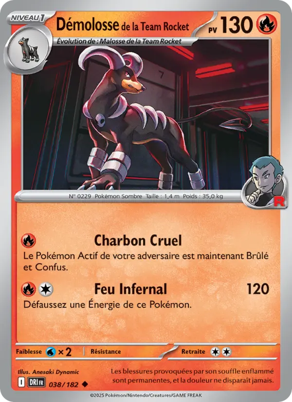 Scan HD carte Pokémon Démolosse de la Team Rocket 038/182 — Rivalités Destinées