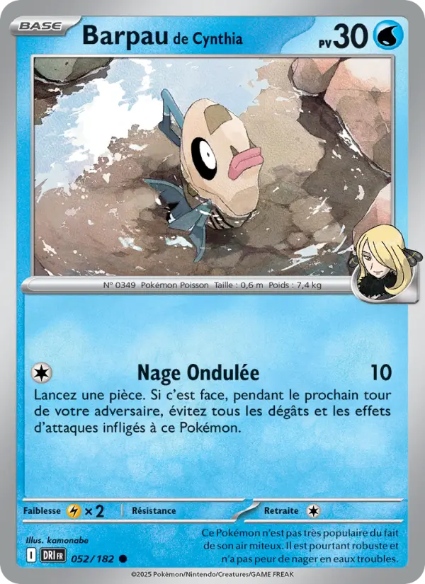 Scan HD carte Pokémon Barpau de Cynthia 052/182 — Rivalités Destinées
