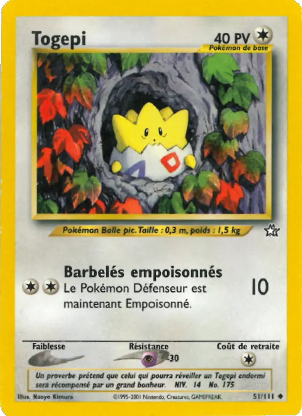 Scan HD carte Pokémon Togepi 51/111 — Neo Genesis