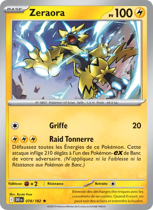 Scan HD carte Pokémon Zeraora 078/182 — Rivalités Destinées