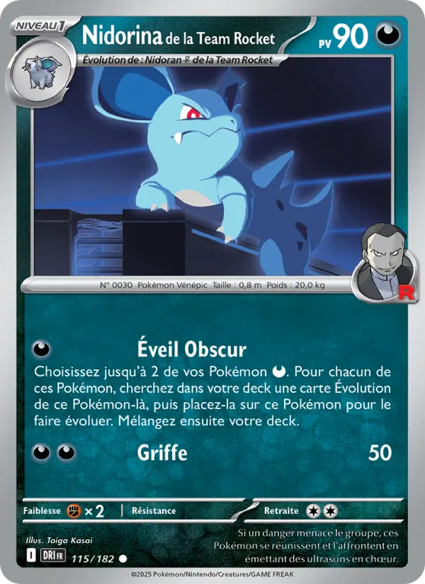 Scan HD carte Pokémon Nidorina de la Team Rocket 115/182 — Rivalités Destinées