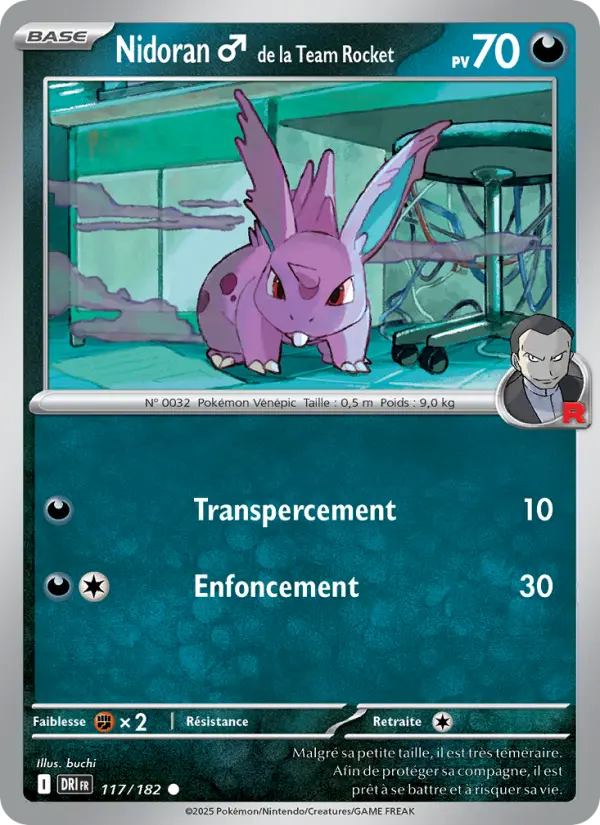 Scan HD carte Pokémon Nidoran♂ de la Team Rocket 117/182 — Rivalités Destinées