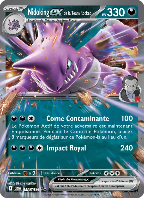 Scan HD carte Pokémon Nidoking-ex de la Team Rocket 119/182 — Rivalités Destinées