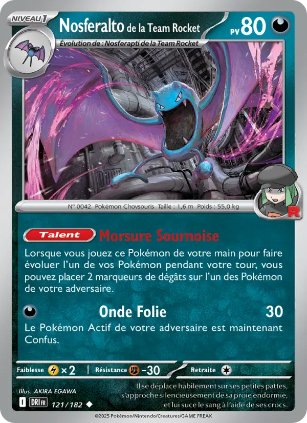 Scan HD carte Pokémon Nosferalto de la Team Rocket 121/182 — Rivalités Destinées