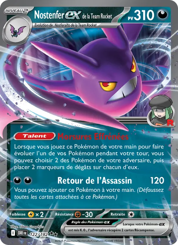 Scan HD carte Pokémon Nostenfer-ex de la Team Rocket 122/182 — Rivalités Destinées