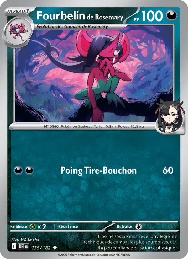 Scan HD carte Pokémon Fourbelin de Rosemary 135/182 — Rivalités Destinées