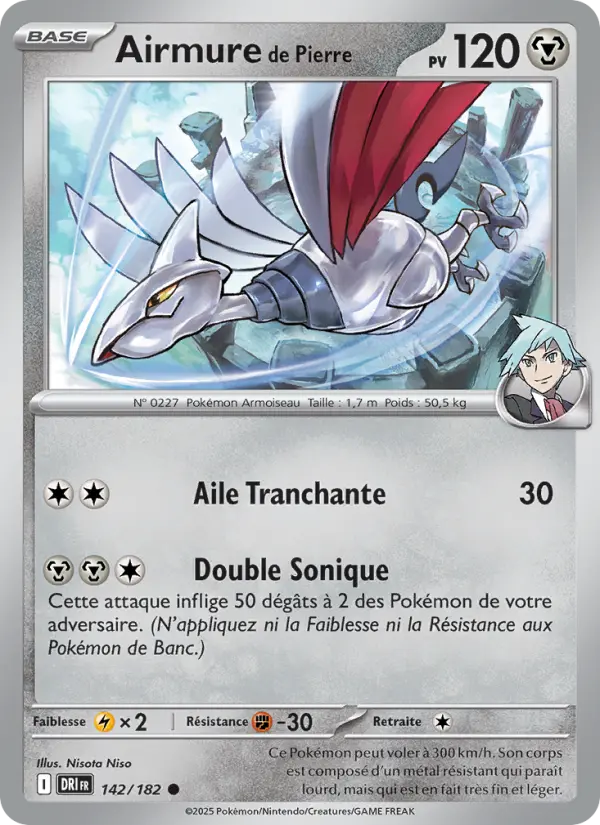 Scan HD carte Pokémon Airmure de Pierre 142/182 — Rivalités Destinées