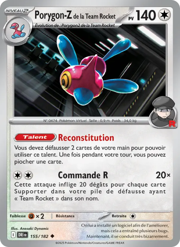 Scan HD carte Pokémon Porygon-Z de la Team Rocket 155/182 — Rivalités Destinées