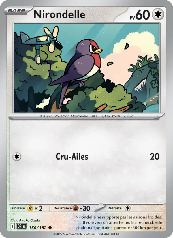 Scan HD carte Pokémon Nirondelle 156/182 — Rivalités Destinées