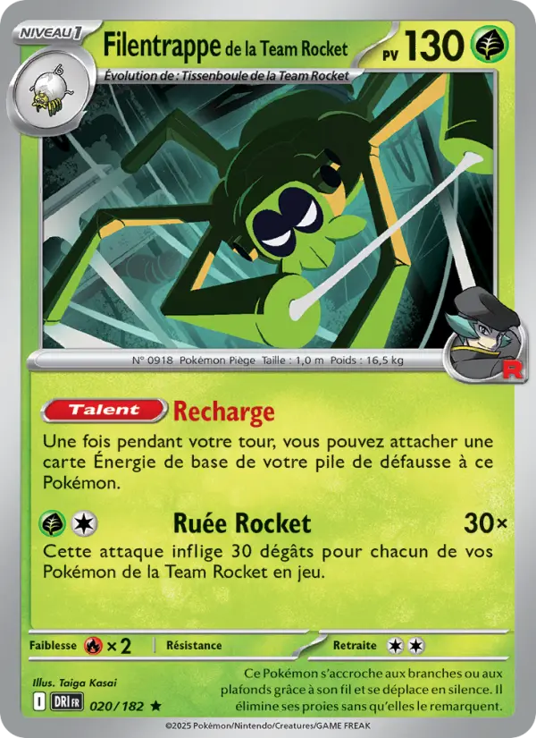 Scan HD carte Pokémon Filentrappe de la Team Rocket 020/182 — Rivalités Destinées