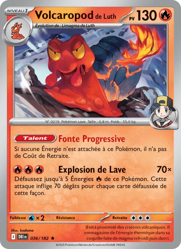 Scan HD carte Pokémon Volcaropod de Luth 036/182 — Rivalités Destinées