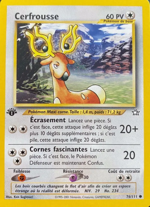 Scan HD carte Pokémon Cerfrousse 76/111 — Neo Genesis