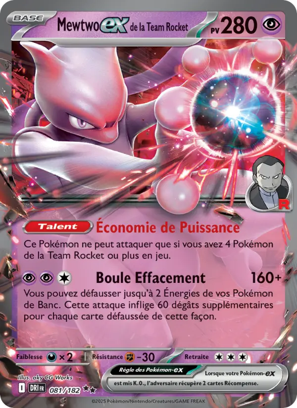 Scan HD carte Pokémon Mewtwo-ex de la Team Rocket 081/182 — Rivalités Destinées