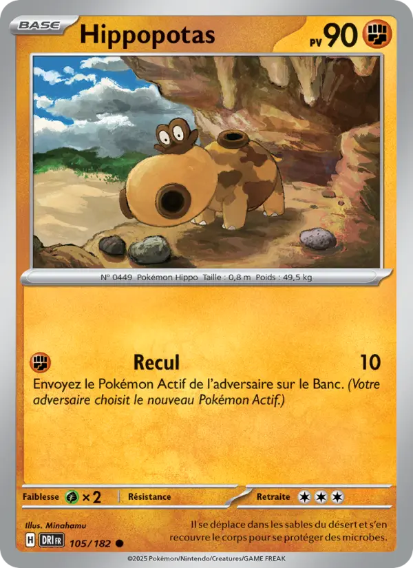 Scan HD carte Pokémon Hippopotas 105/182 — Rivalités Destinées