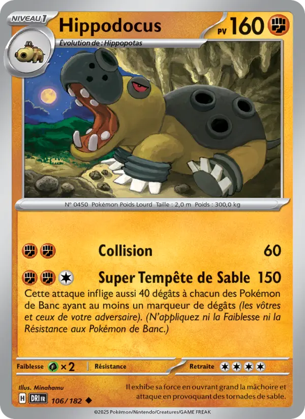 Scan HD carte Pokémon Hippodocus 106/182 — Rivalités Destinées