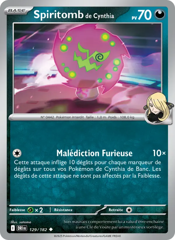 Scan HD carte Pokémon Spiritomb de Cynthia 129/182 — Rivalités Destinées