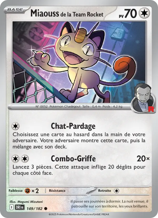 Scan HD carte Pokémon Miaouss de la Team Rocket 149/182 — Rivalités Destinées