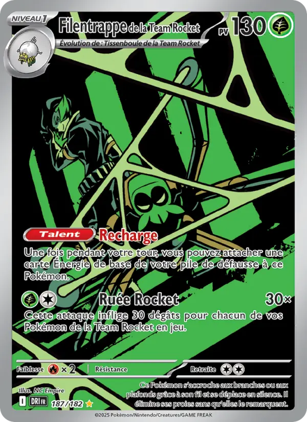 Scan HD carte Pokémon Filentrappe de la Team Rocket 187/182 — Rivalités Destinées