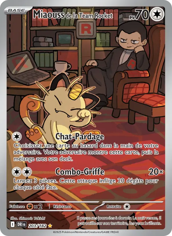 Scan HD carte Pokémon Miaouss de la Team Rocket 203/182 — Rivalités Destinées