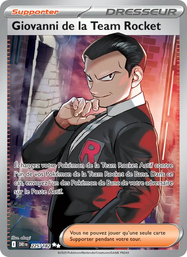 Scan HD carte Pokémon Giovanni de la Team Rocket 225/182 — Rivalités Destinées