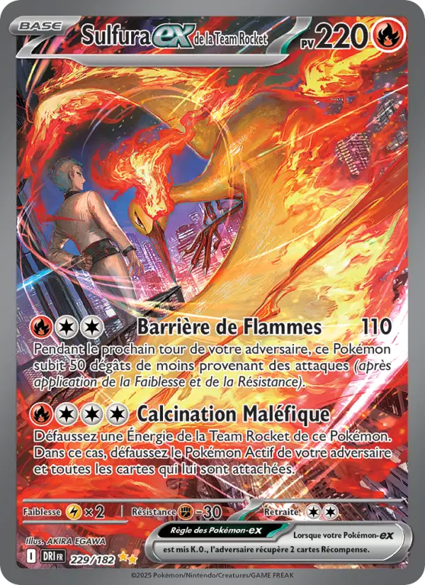 Scan HD carte Pokémon Sulfura-ex de la Team Rocket 229/182 — Rivalités Destinées