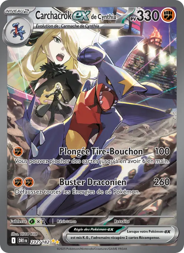 Scan HD carte Pokémon Carchacrok-ex de Cynthia 232/182 — Rivalités Destinées