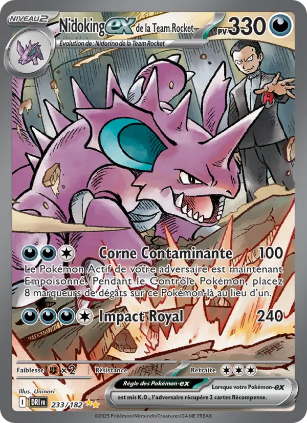 Scan HD carte Pokémon Nidoking-ex de la Team Rocket 233/182 — Rivalités Destinées