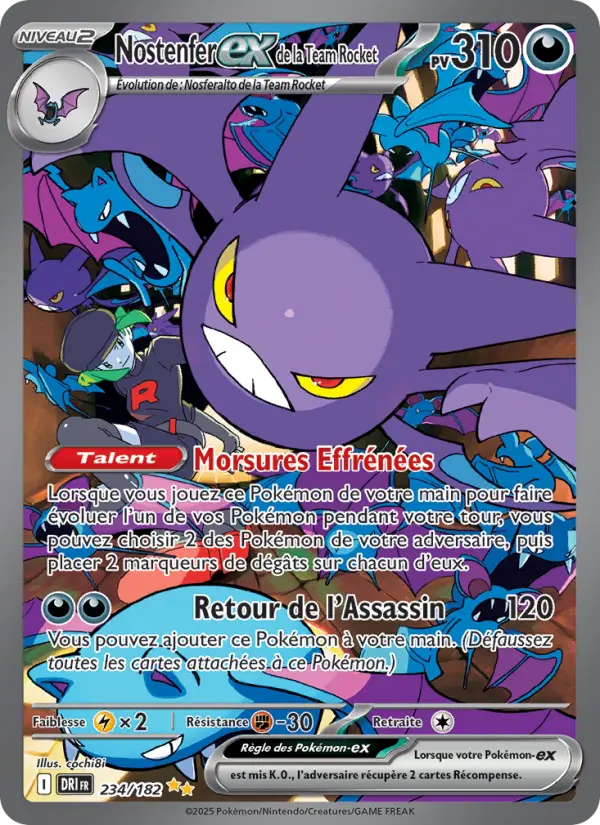 Scan HD carte Pokémon Nostenfer-ex de la Team Rocket 234/182 — Rivalités Destinées