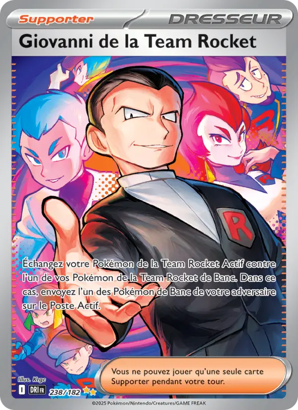 Scan HD carte Pokémon Giovanni de la Team Rocket 238/182 — Rivalités Destinées