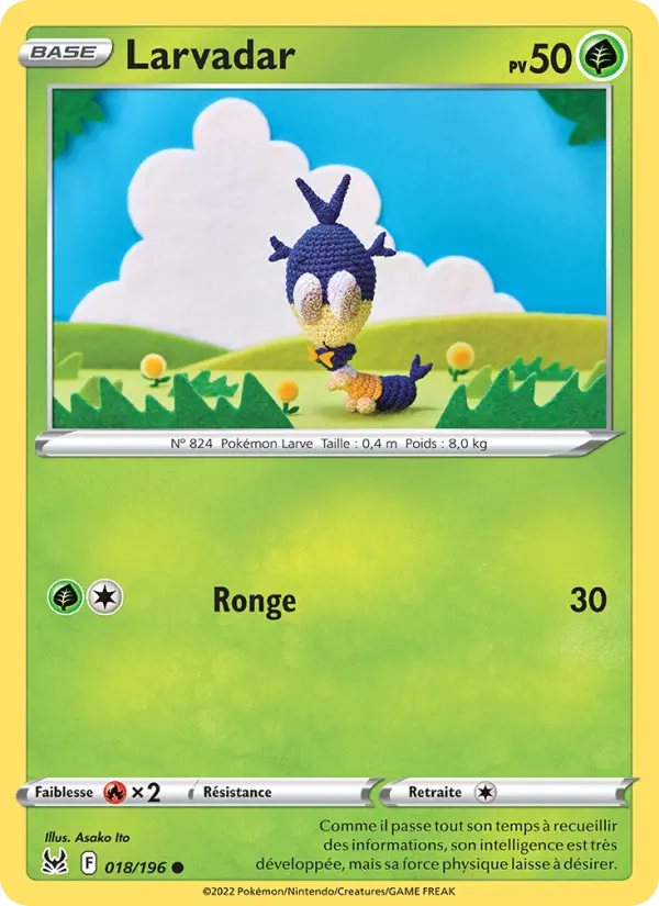 Scan HD carte Pokémon Larvadar 018/196 — Origine Perdue