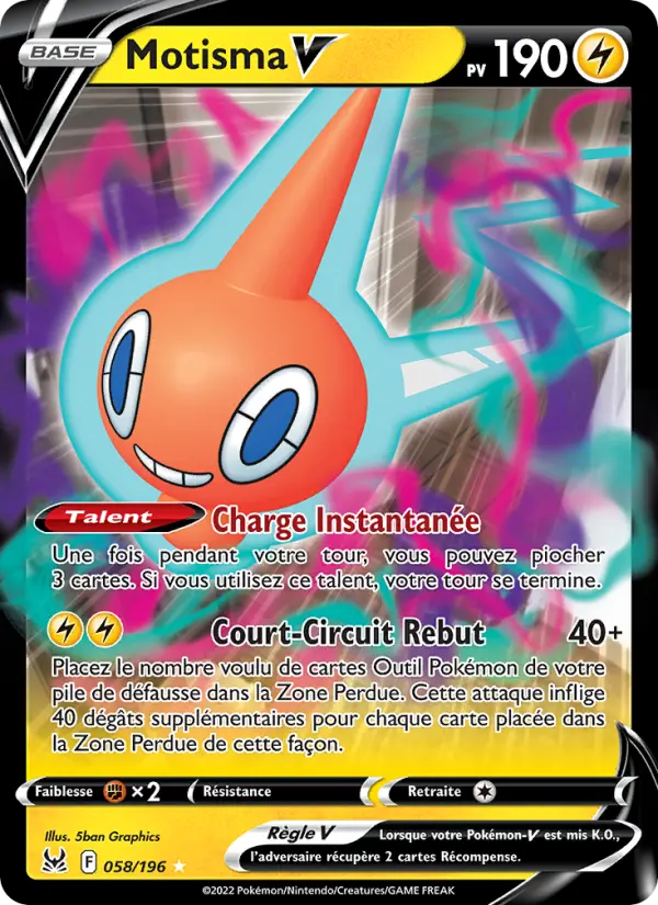 Scan HD carte Pokémon Motisma V 058/196 — Origine Perdue