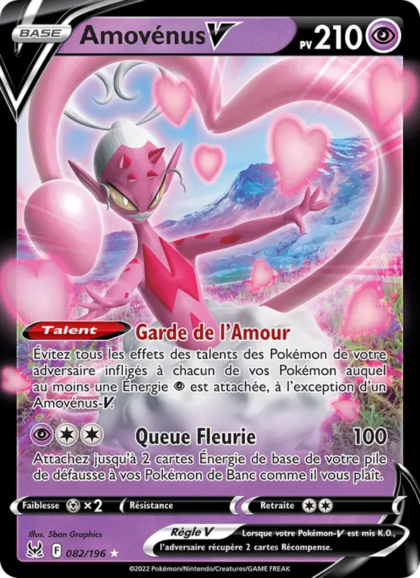 Scan HD carte Pokémon Amovénus V 082/196 — Origine Perdue