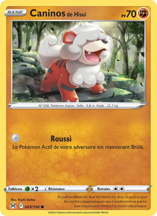 Scan HD carte Pokémon Caninos de Hisui 083/196 — Origine Perdue
