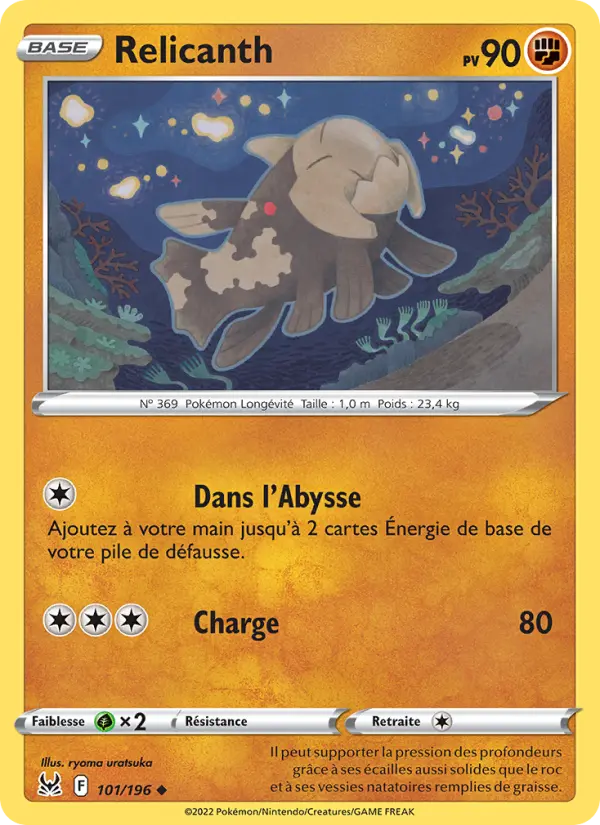 Scan HD carte Pokémon Relicanth 101/196 — Origine Perdue