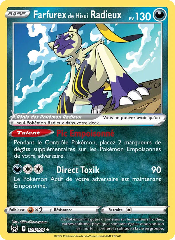 Scan HD carte Pokémon Farfurex de Hisui Radieux 123/196 — Origine Perdue