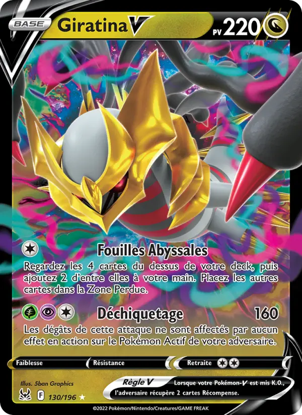Scan HD carte Pokémon Giratina V 130/196 — Origine Perdue