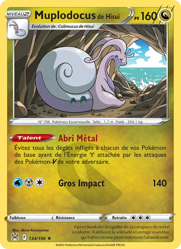Scan HD carte Pokémon Muplodocus de Hisui 134/196 — Origine Perdue