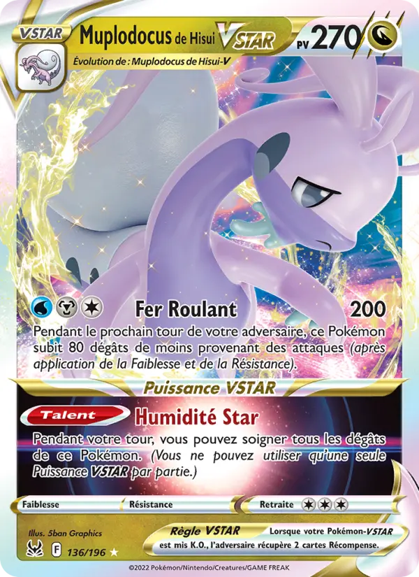 Scan HD carte Pokémon Muplodocus de Hisui VSTAR 136/196 — Origine Perdue