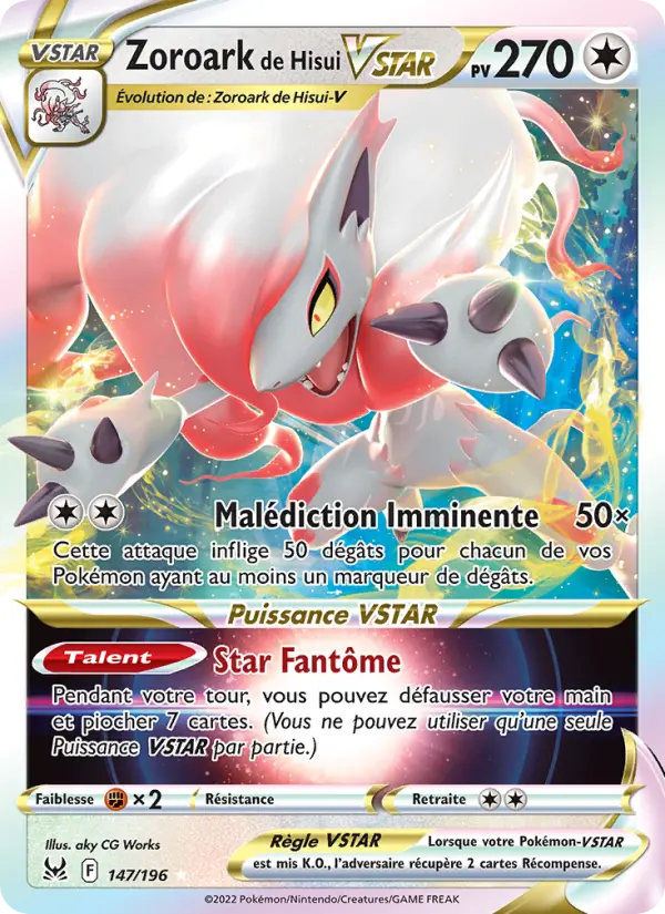 Scan HD carte Pokémon Zoroark de Hisui VSTAR 147/196 — Origine Perdue